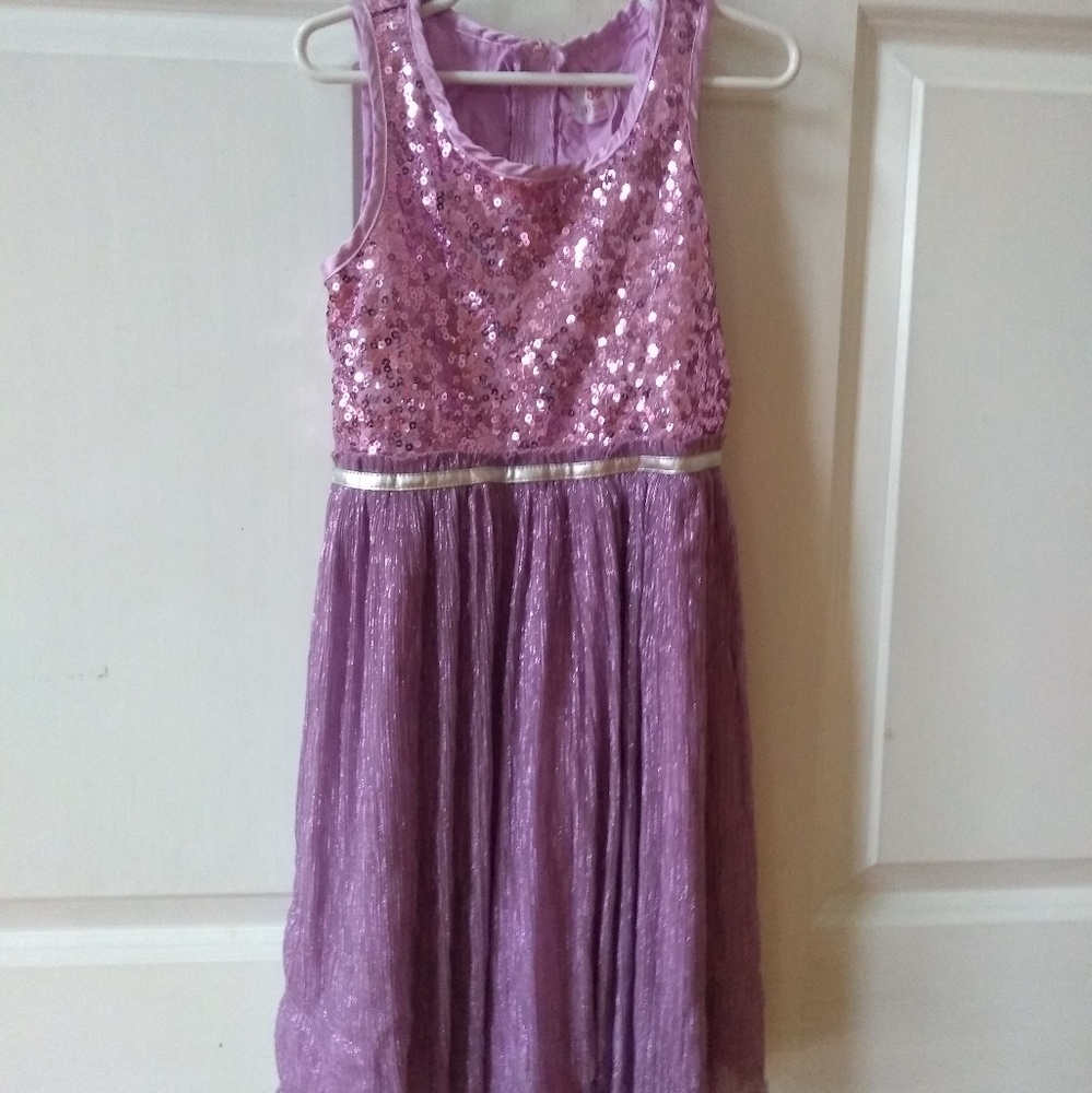 Justice Pink Sequin A-line Dress Size 8